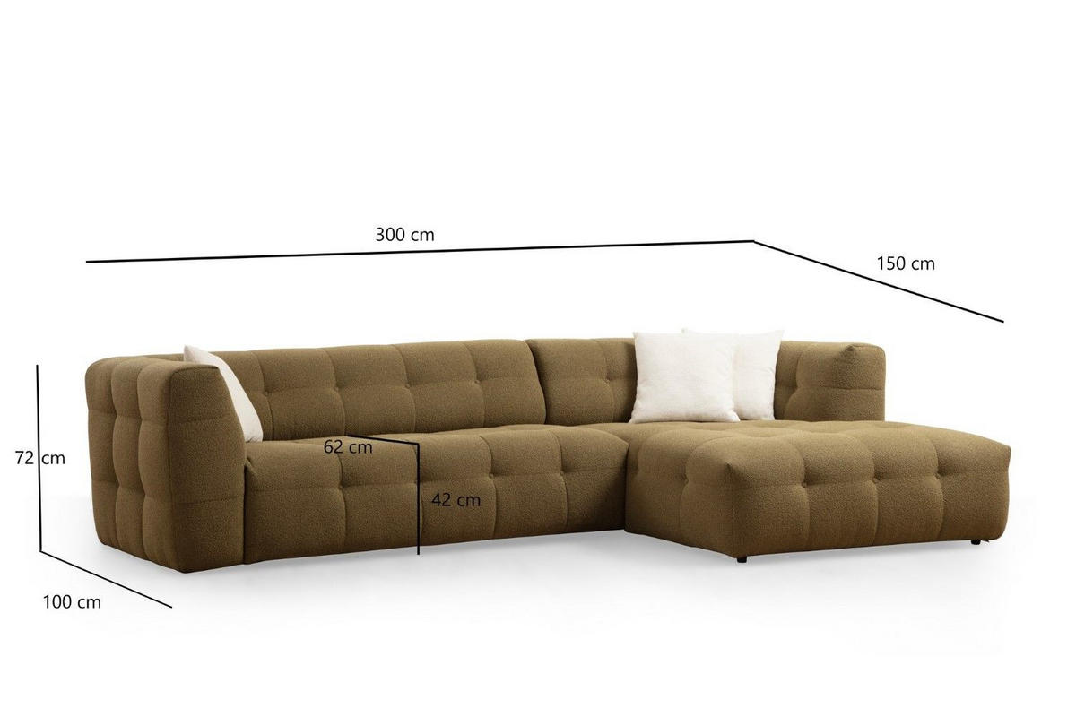 ECKSOFA modernes Design - Schwarz/Grün, Holz/Kunststoff (150/300cm) - myHomelando