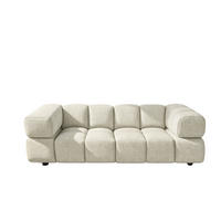 SOFA 3-Sitzer, Couch, Chenille Stoff Puente, Ecru, Averro - Ecru, Holz (240/70/96cm) - Kaiser Möbel