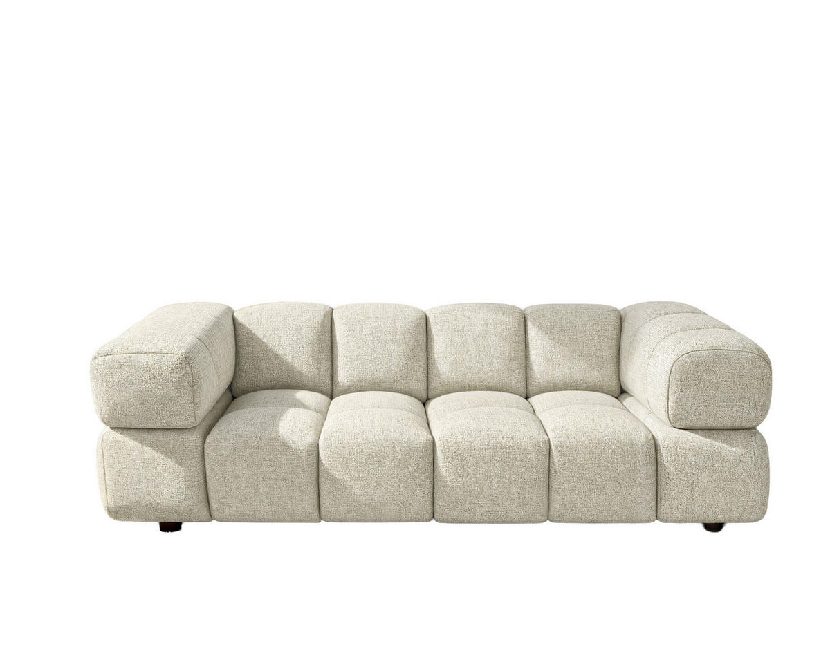 SOFA 3-Sitzer, Couch, Chenille Stoff Puente, Ecru, Averro - Ecru, Holz (240/70/96cm) - Kaiser Möbel