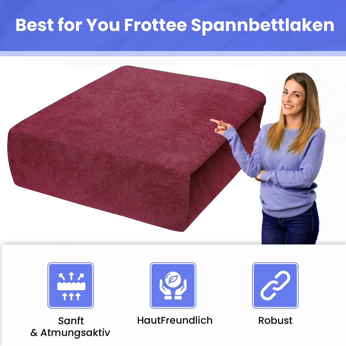 SPANNBETTLAKEN 70/160 cm, Frottee Elastisch 100 % Baumwolle Bordeux - Bordeaux, Textil (70/160cm) - Best For Home