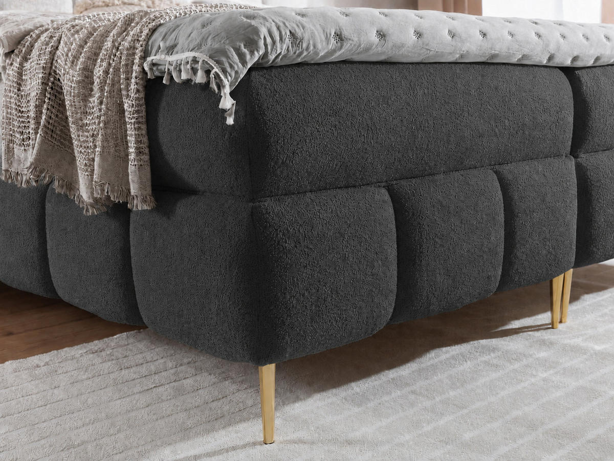 BOXBETT mit Stauraum in 140x200 cm in Stahlgrau - Grau, Textil (140/200cm) - Home Collective