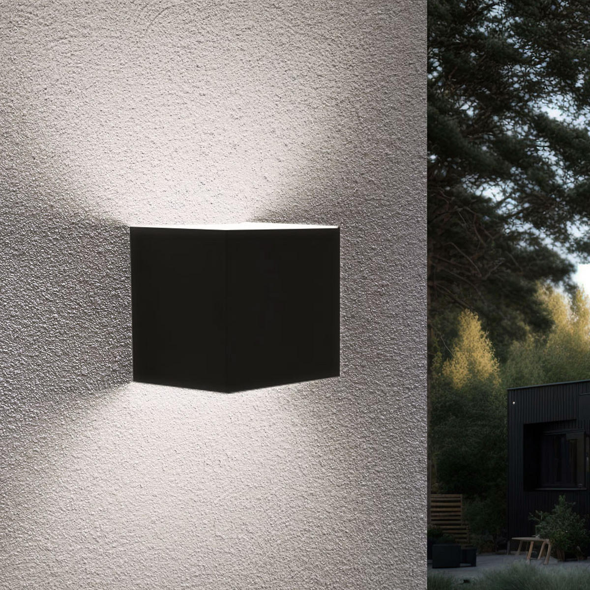 LED AUSSEN-WANDLEUCHTE Schwarz - Schwarz, Metall (10/10/10cm)