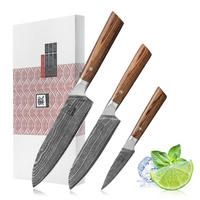 3ER MESSER-SET 8–18 cm - Braun, Holz/Metall - Zayiko