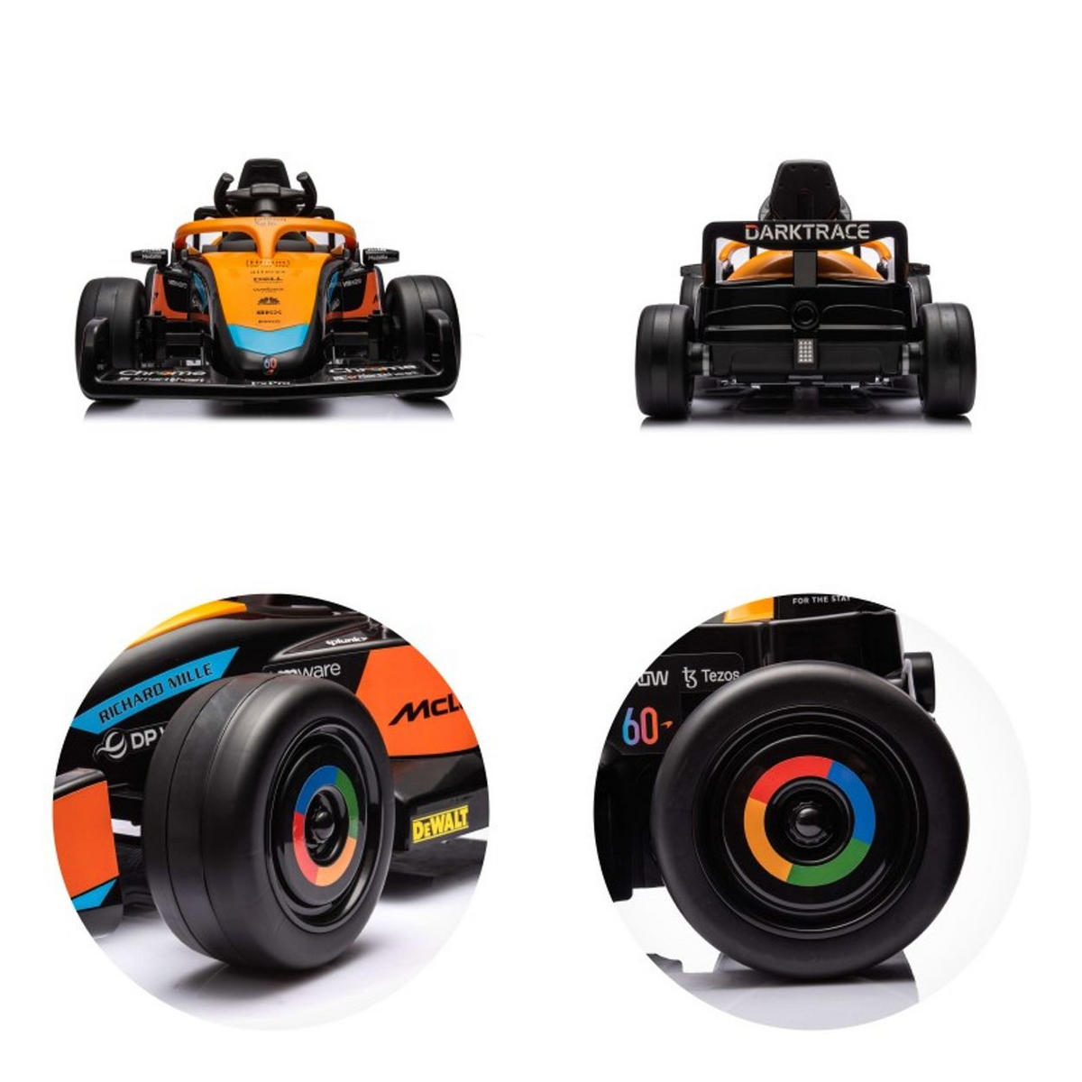 ELEKTROAUTO Formel 1 McLaren orange schwarz Fernbedienung Gurt MP3-Anschluss - Schwarz, Kunststoff (115/67/50cm) - Chipolino