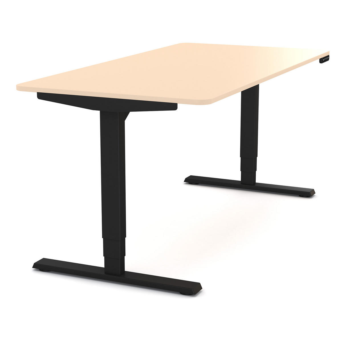 SCHREIBTISCH Elektrisch höhenverstellbarer Schreibtisch Y-Line Curved Kiesel Schwarz 180/80/62-127cm - Beige/Schwarz, Holzwerkstoff/Metall (80/180/127cm) - ASSMANN