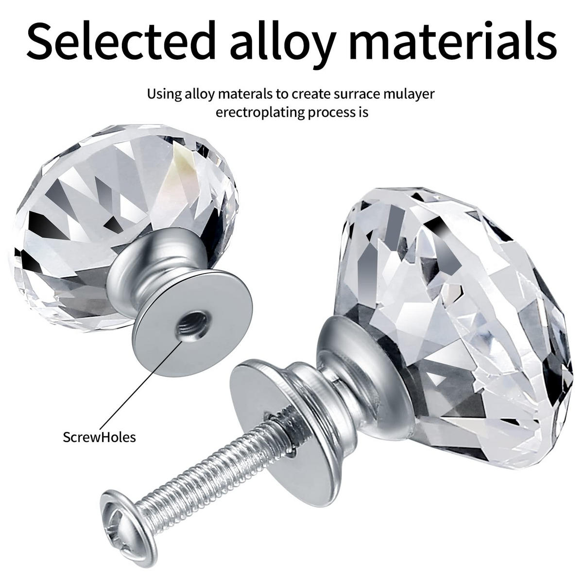 SCHRANKKNOPF Kristall 8er-Set 30 mm - Transparent, Metall (3.1/2.7/3.1cm)