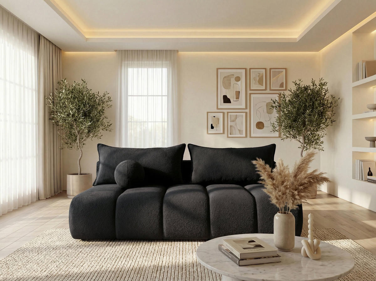 SCHLAFSOFA Milla mit Bettkasten, Schwarz 205/97/103 cm - Schwarz, Textil/Metall (205/97/103cm) - WFL GROUP