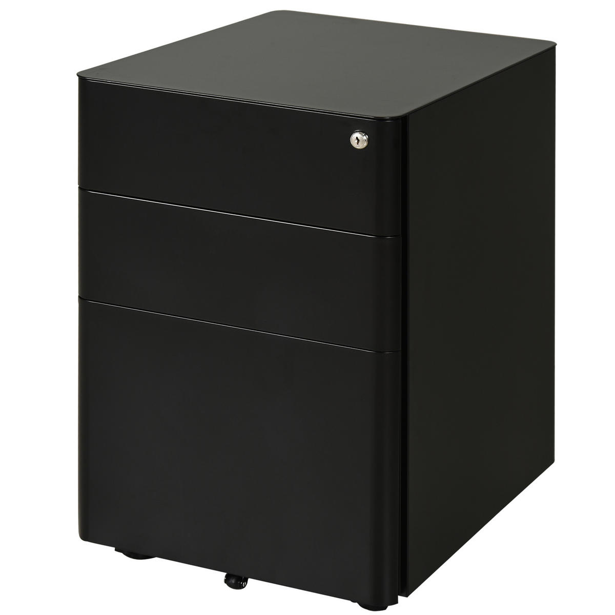AKTENSCHRANK mit 3 Schubladen, Stahl, Schwarz, 39 x 48 x 59 cm - Schwarz, Metall (48/59/39cm) - Vinsetto