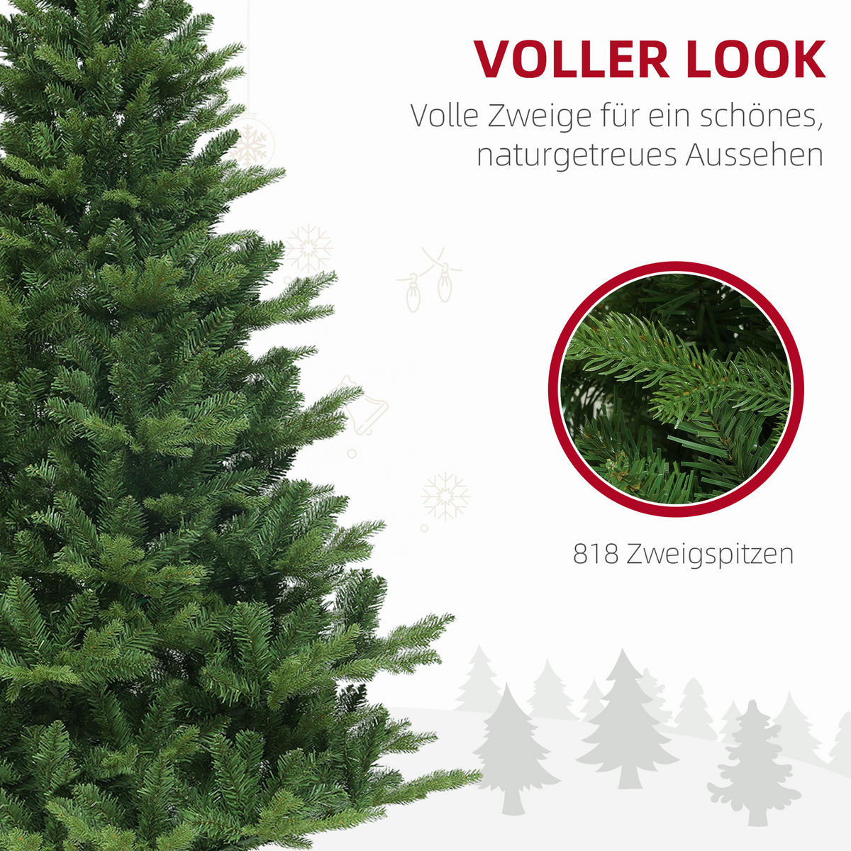 KÜNSTLICHER Weihnachtsbaum, 180 cm Christbaum mit Schnellaufbau Klappsystem - Grün, Kunststoff (180cm) - HOMCOM