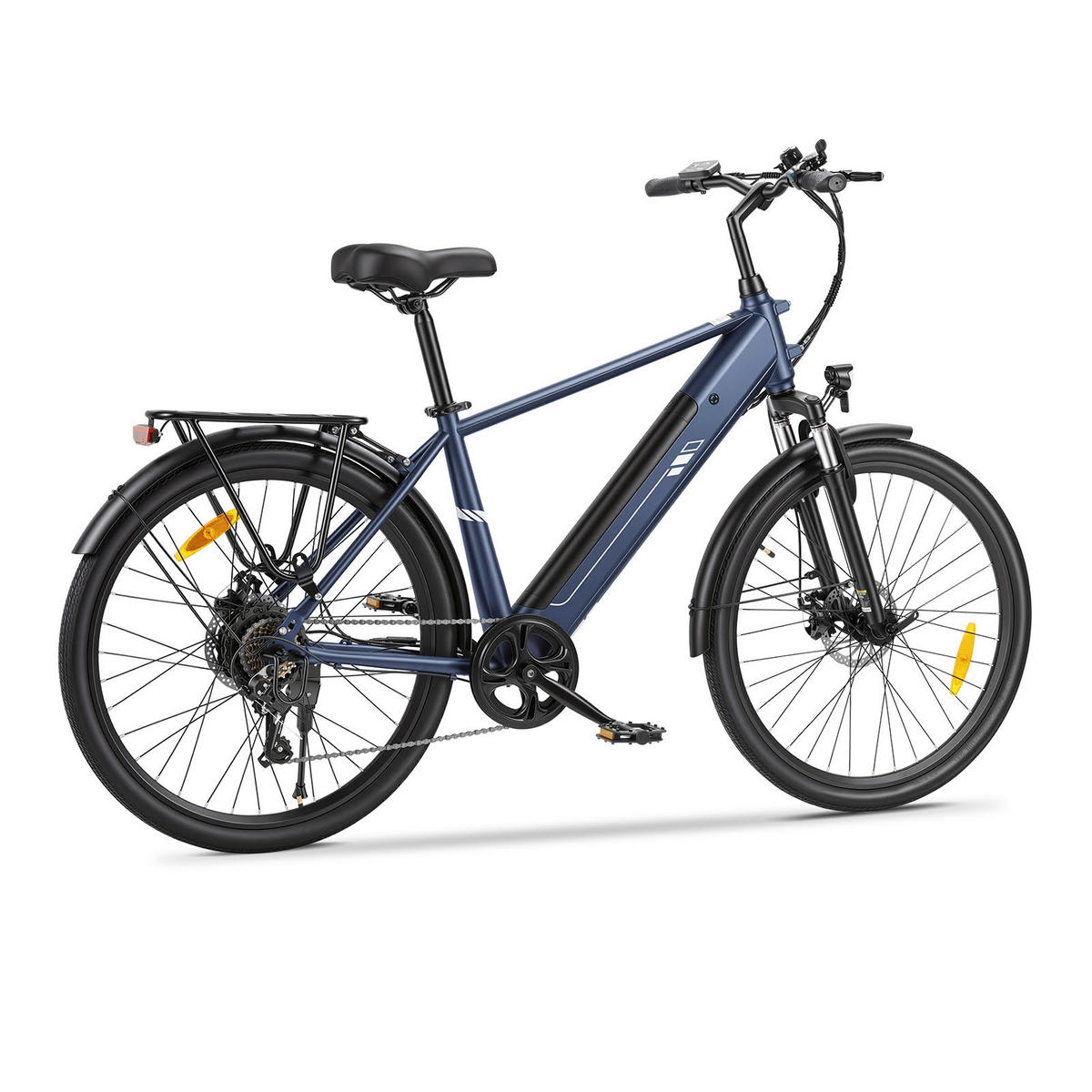 E-BIKE Touroll J2 – 250W Motor (45Nm Spitzenleistung 450W), 561,6Wh Akku (100km Reichweite), Shimano 7-Gang, 60mm Federgabel, Dual-Scheibenbremsen, St - Grau, Metall (77cm)
