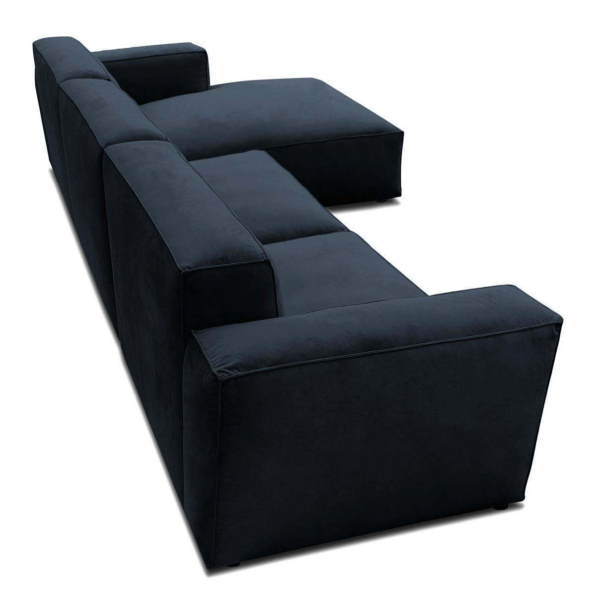 ECKSOFA mit Longchair - Schwarz/Dunkelblau, Kunststoff/Textil (345/170cm) - home24