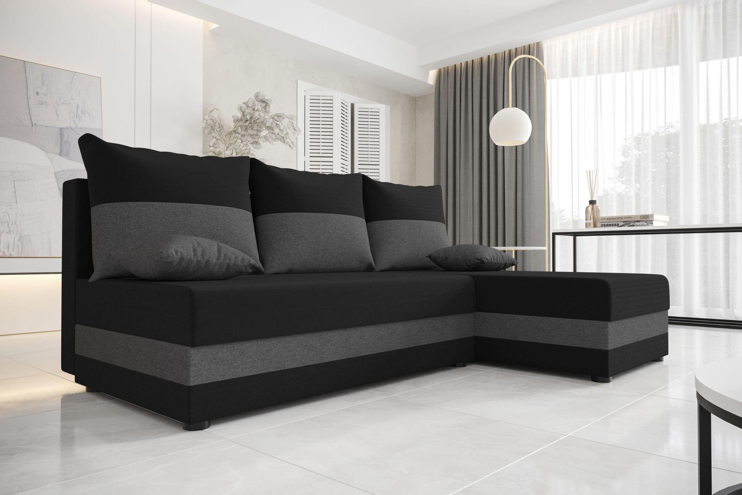 ECKSOFA HEWLET L Sawana 14+05 Rechts mit Schlaffunktion - Dunkelgrau, Textil (200/140cm) - Bedante