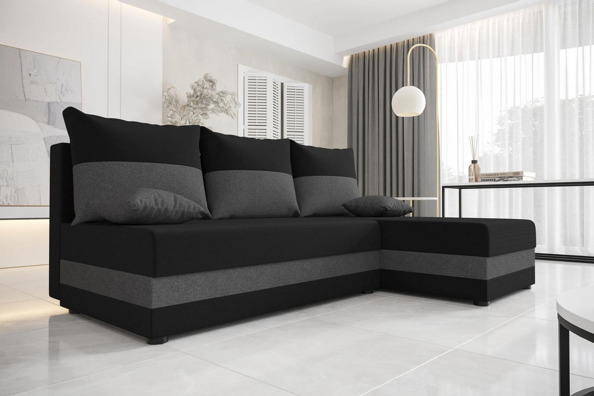ECKSOFA HEWLET L Sawana 14+05 Rechts mit Schlaffunktion - Dunkelgrau, Textil (200/140cm) - Bedante
