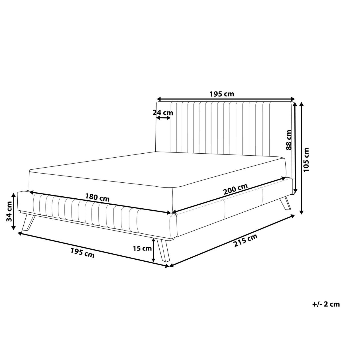 BETT mit Lattenrost 180/200 cm Hellgrau Talence - Hellgrau/Braun, Textil (180/200cm) - Beliani