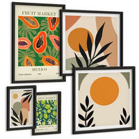 BILDER SET 5er Set - 50x50 cm & 20x30 cm & 40x60 cm Schwarzer Rahmen - Fruchtmuster der italienischen Kultur - Schwarz, Kunststoff (40/60cm) - TULUP