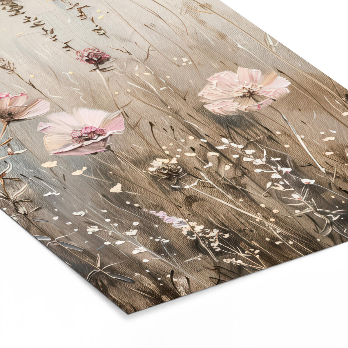 GERAHMTES BILD Blumen - Rosa - Modern - Beige 60x80 cm - Beige, Papier (60/80cm) - MuchoWow