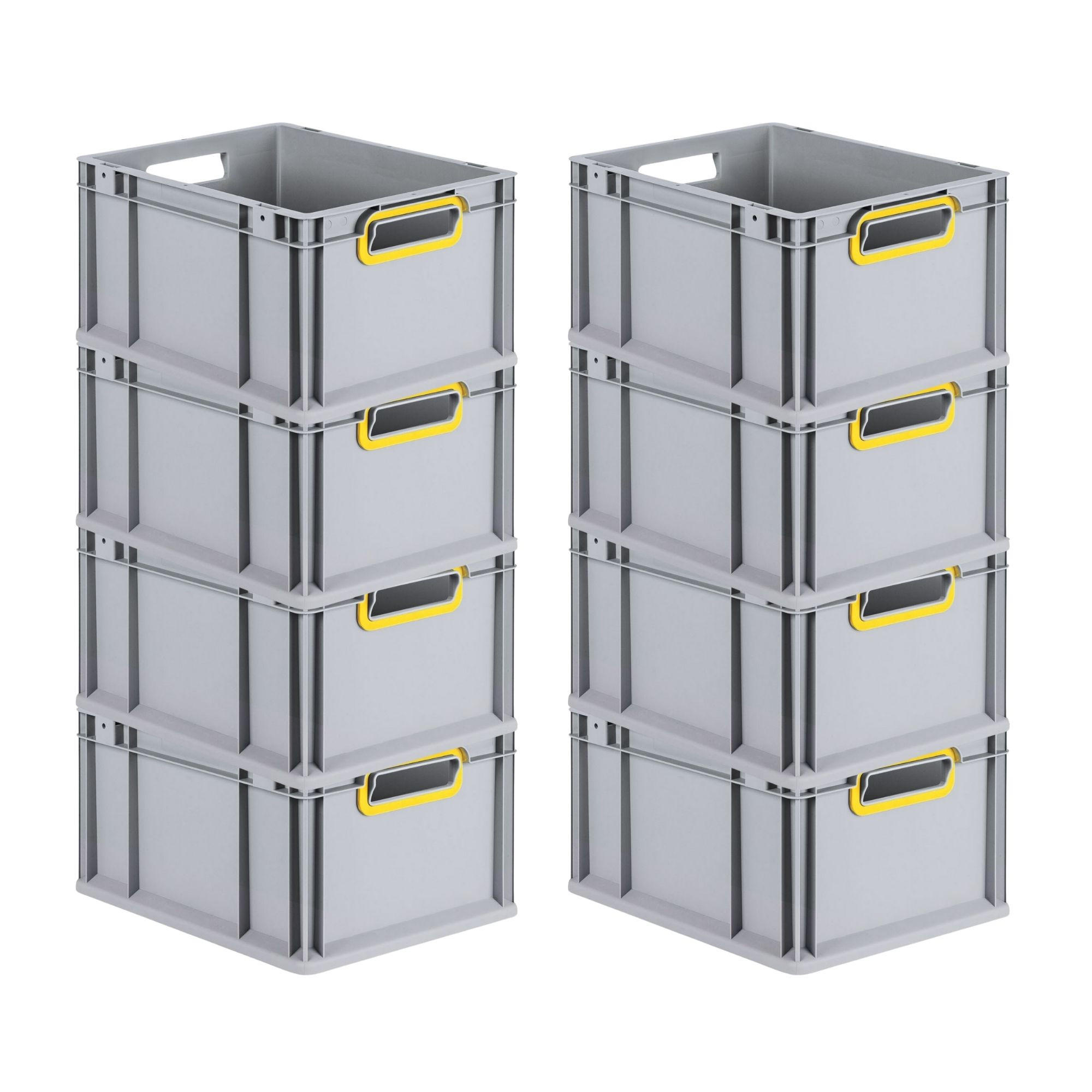 EUROBOX 8x Nextgen Color 22x30x40cm 20 Liter Griffe Gelb Offen - Gelb, Kunststoff (30/22/40cm) - PROREGAL
