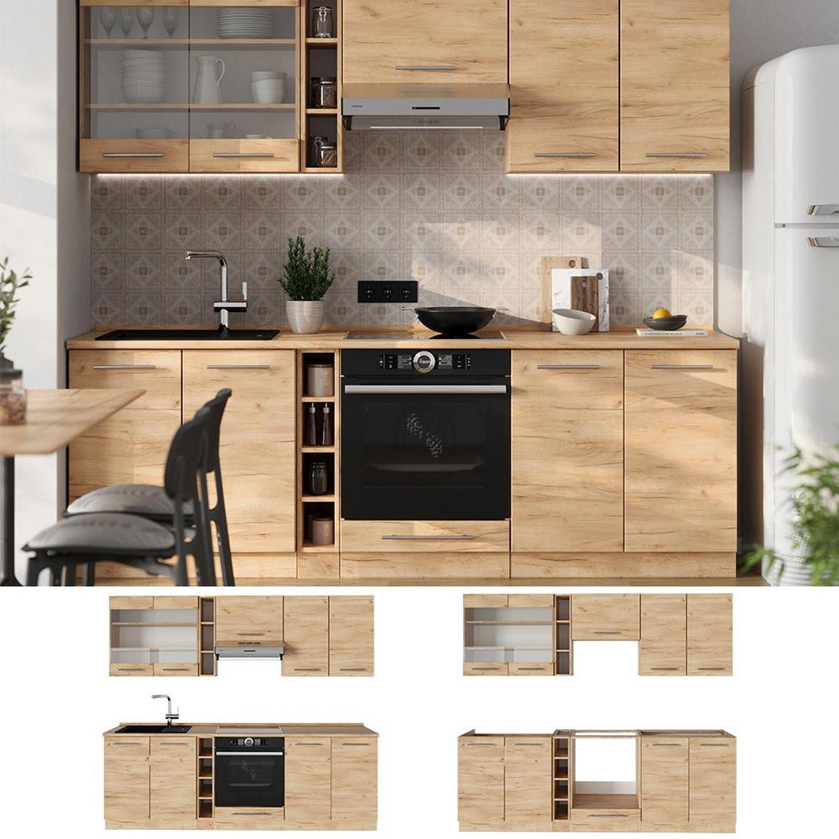 CHICINETĂ Fame-Line Stejar Goldkraft 235 cm , AP Marmură - stejar miere, compozit lemnos (235/206.8/60cm) - Vicco