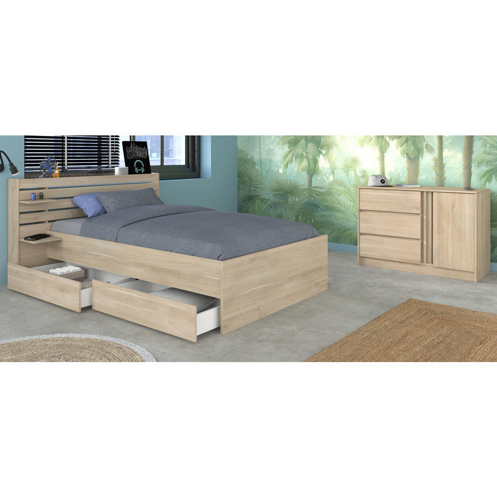 Thumbnail - Parisot Meuble Kinderzimmer, Eiche, Holzwerkstoff, Nachbildung,Eiche, Holz Optik, 1 Fächer, 5 Schubladen, einzeln stellb...