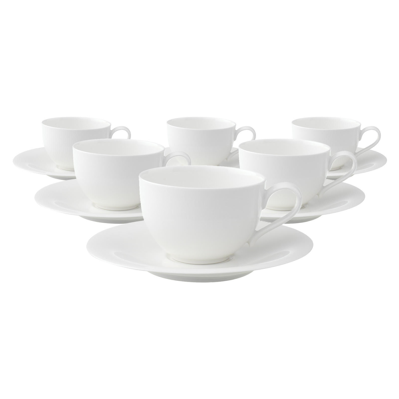 KAFFEETASSEN MIT UNTERTASSEN New Cottage Basic weiß 150 ml 6er Set - Weiß, Keramik (16.7/8/16.7cm) - Villeroy & Boch