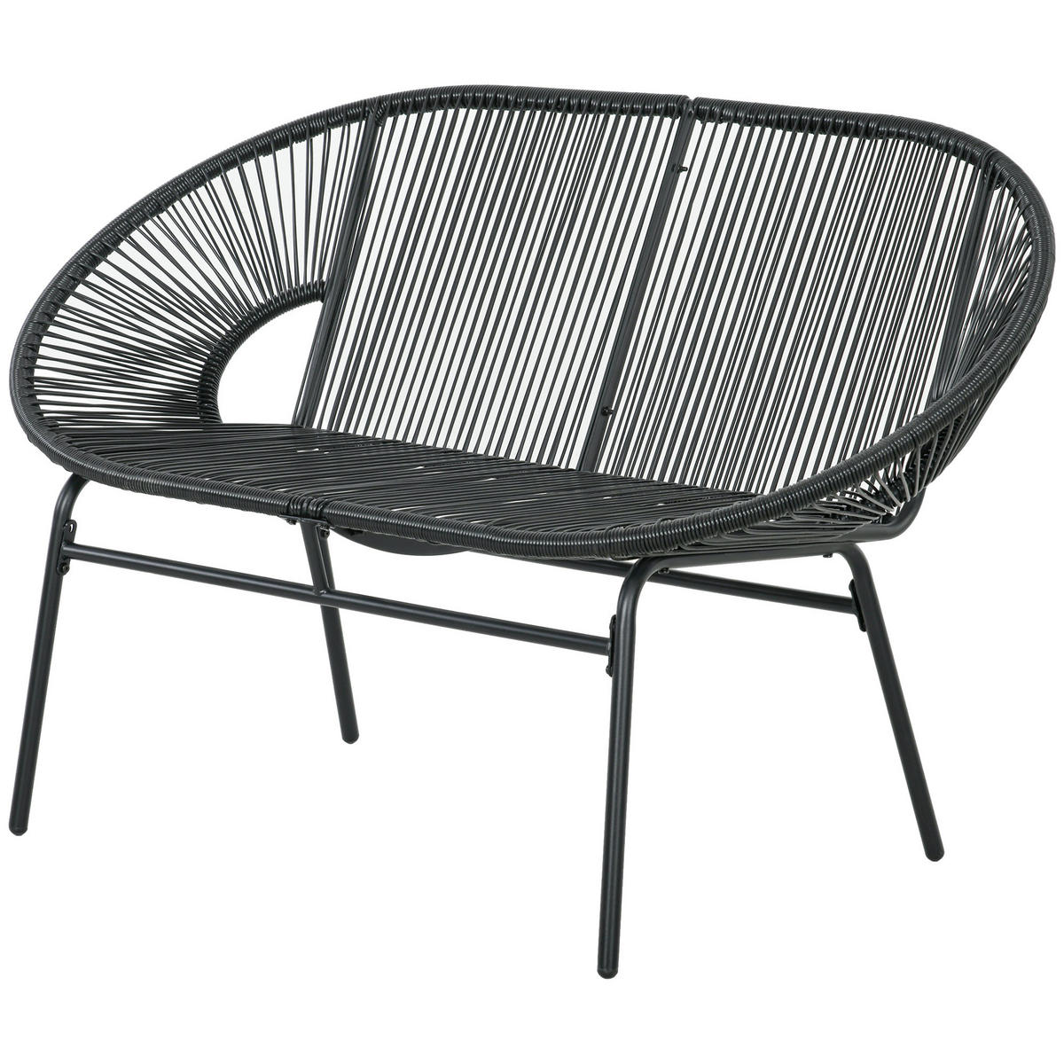 RATTANSESSEL DE-06701 Boho-Stil, Relaxsessel Schwarz - Schwarz, Kunststoff/Metall (72/83/132cm) - ComfortXL
