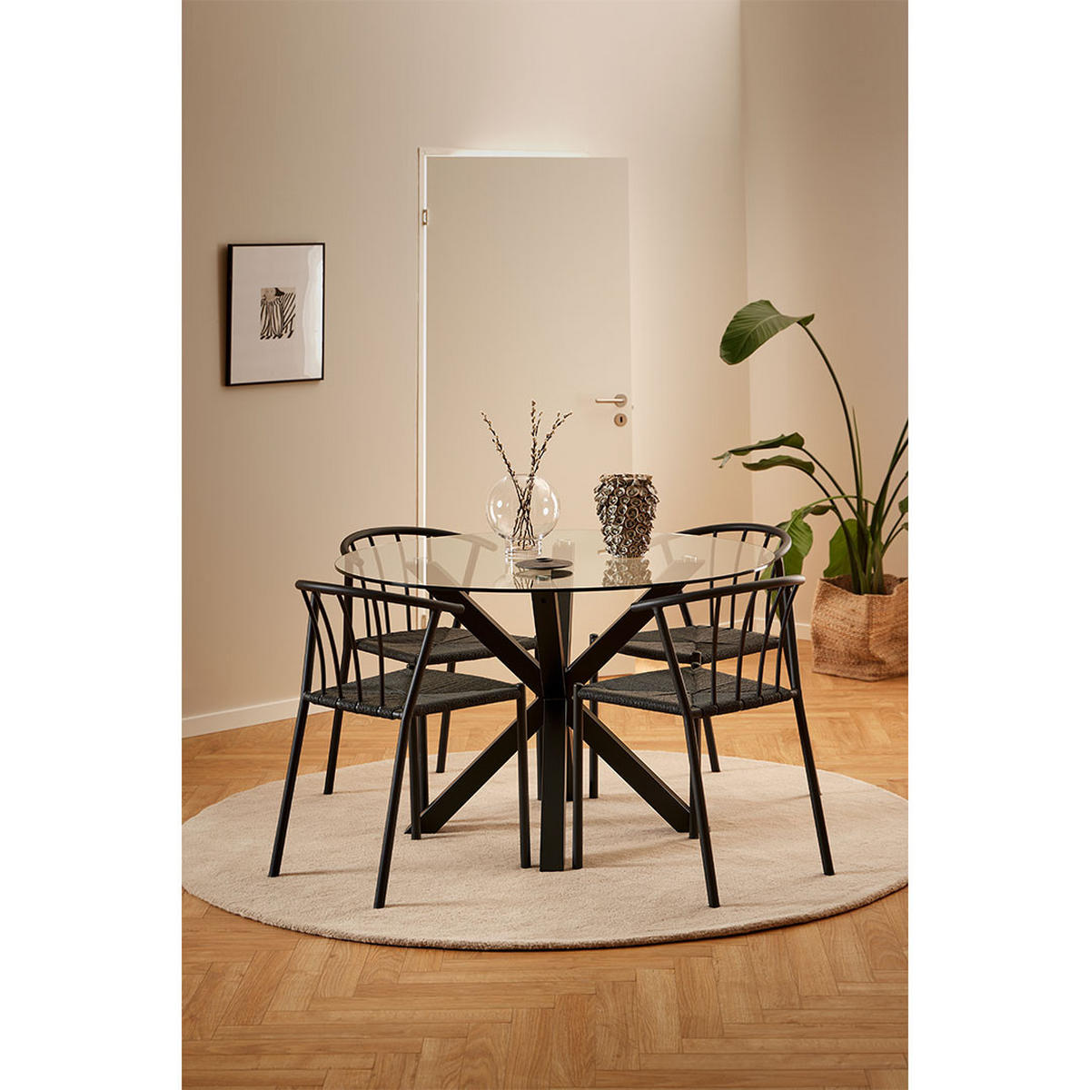 ESSTISCH, Heaven, Glas, 119 x 119 x 76 cm - Klar, Glas/Metall (119/119/76cm) - ebuy24