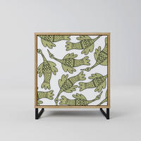 SIDEBOARD SEEDLING SONGBIRD, Eichefarben, 57,5x42x67,5 cm, Schwarze Metall-Rahmenfüße - Eichefarben/Multicolor, Holzwerkstoff/Metall (57.5/67.5/42cm) - SpaceRebels