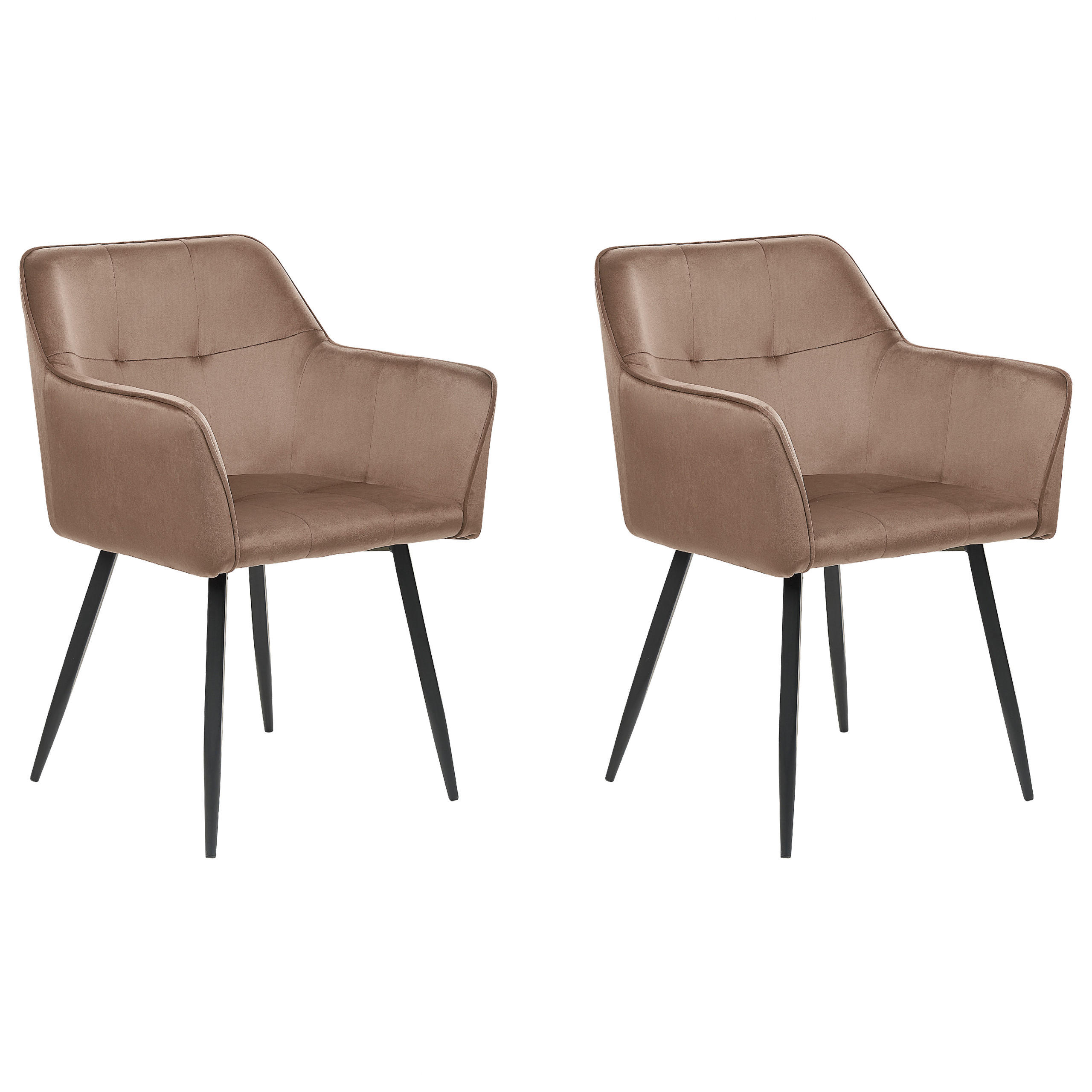 ÉTKEZŐSZÉK 2 darabos Szett Bársony Barna Jasmin - barna, textil/fém (60/91/49cm) - Beliani
