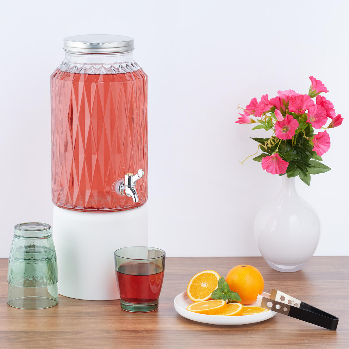 GETRÄNKESPENDER - Transparent, Glas/Kunststoff (5L) - Relaxdays