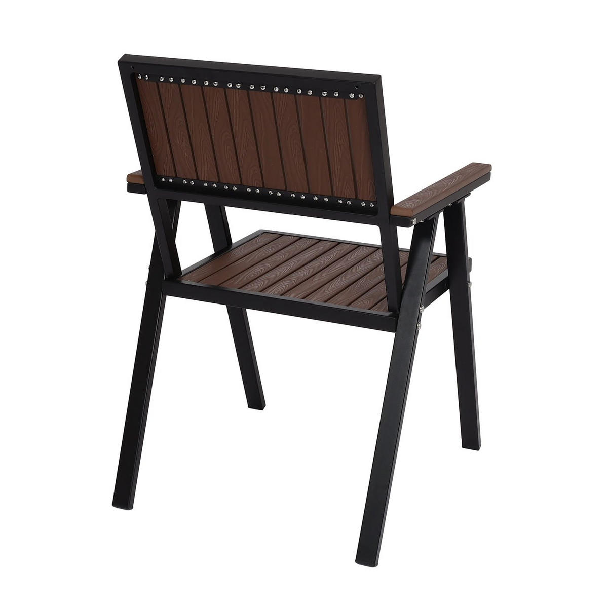 GARTENSTUHL 2er-Set HxBxT 87x57x53cm Sitzhöhe 43cm Outdoor-Beschichtung Aluminium Holzoptik Gestell Schwarz Dunkelbraun - Dunkelbraun, Kunststoff (57/87/53cm) - PROREGAL