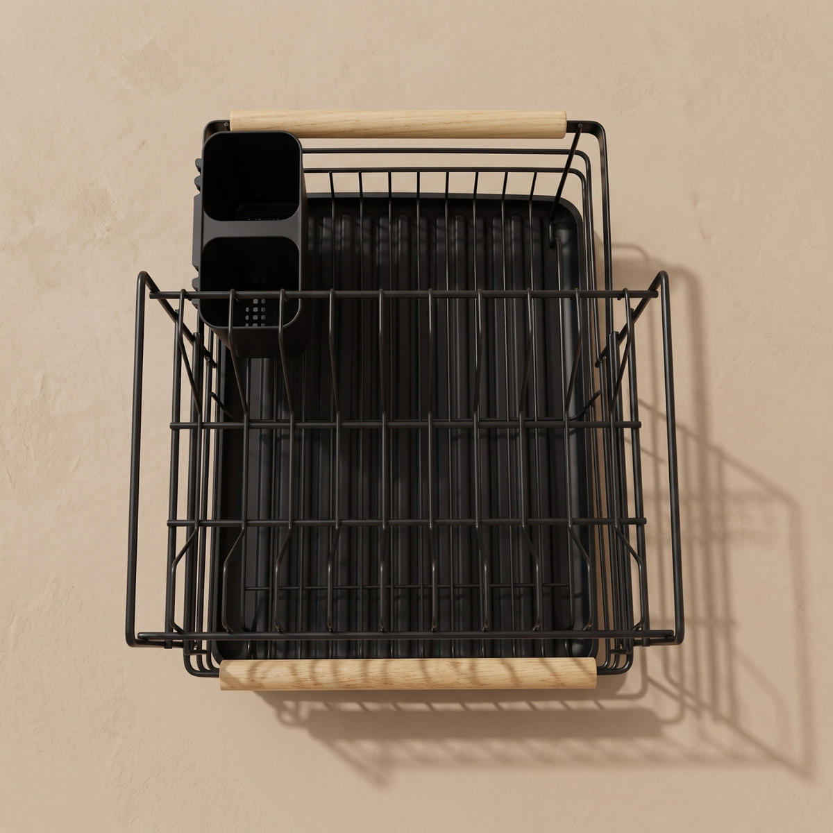 GESCHIRRSTÄNDER mit Besteckbehälter 43/32/28 cm - Schwarz, Metall (32/28/43cm) - BOXIMO