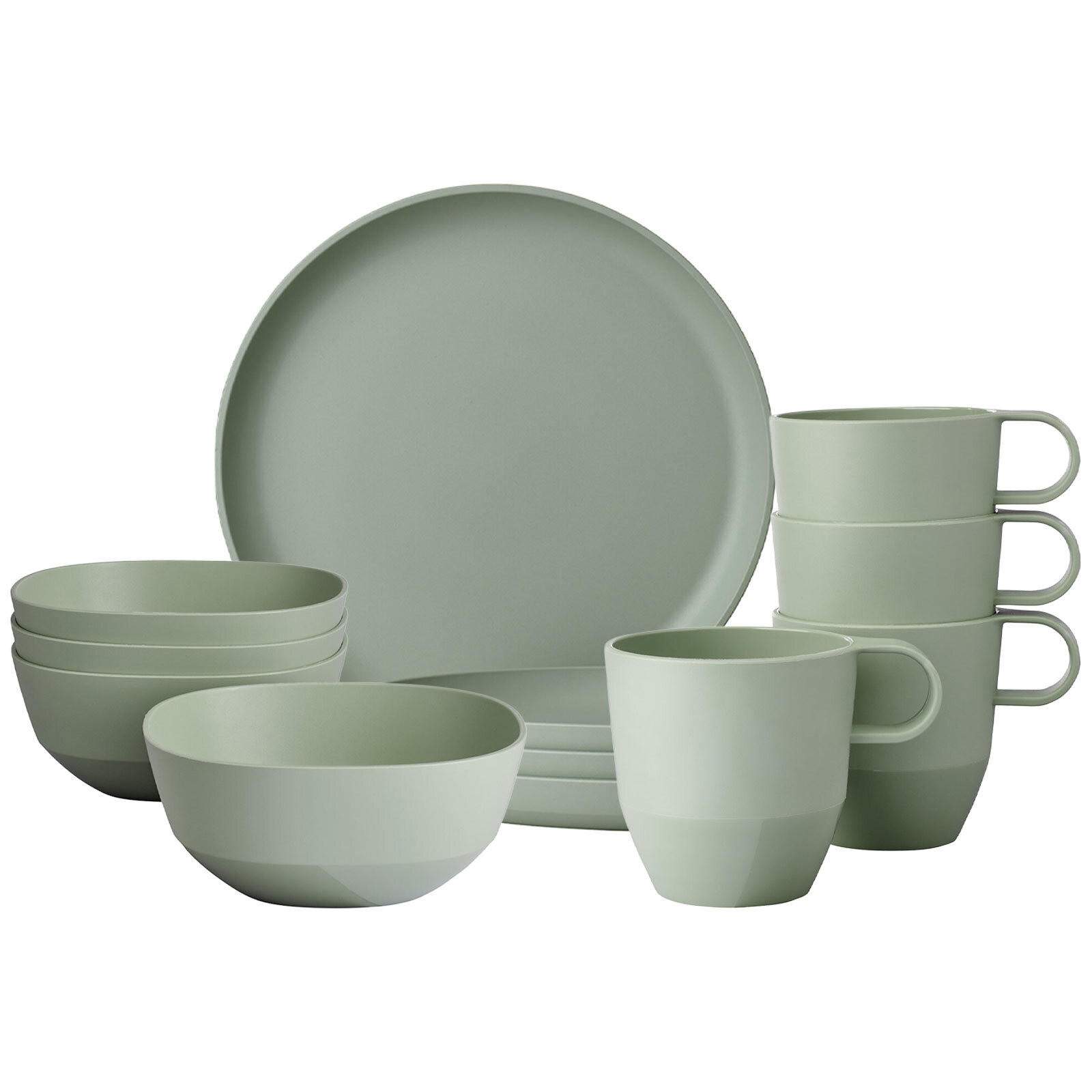 FRÜHSTÜCKS-SET Silueta Nordic Sage 12er Set - Mintgrün, Kunststoff (1/1/1cm) - Mepal
