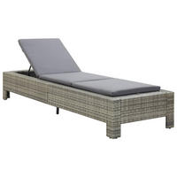 SONNENLIEGE mit Auflage Grau Poly Rattan - Grau, Holz (75/35/220cm) - furnicato