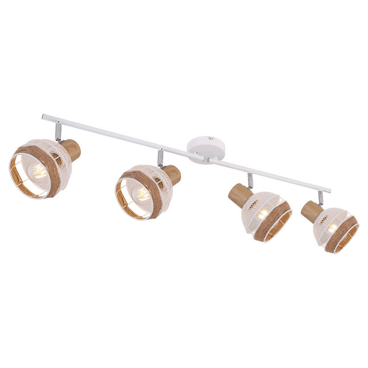 LED DECKENLEUCHTE Hanfseil Weiß Holzoptik - Weiß, Naturmaterialien (80/17.5/18.4cm)