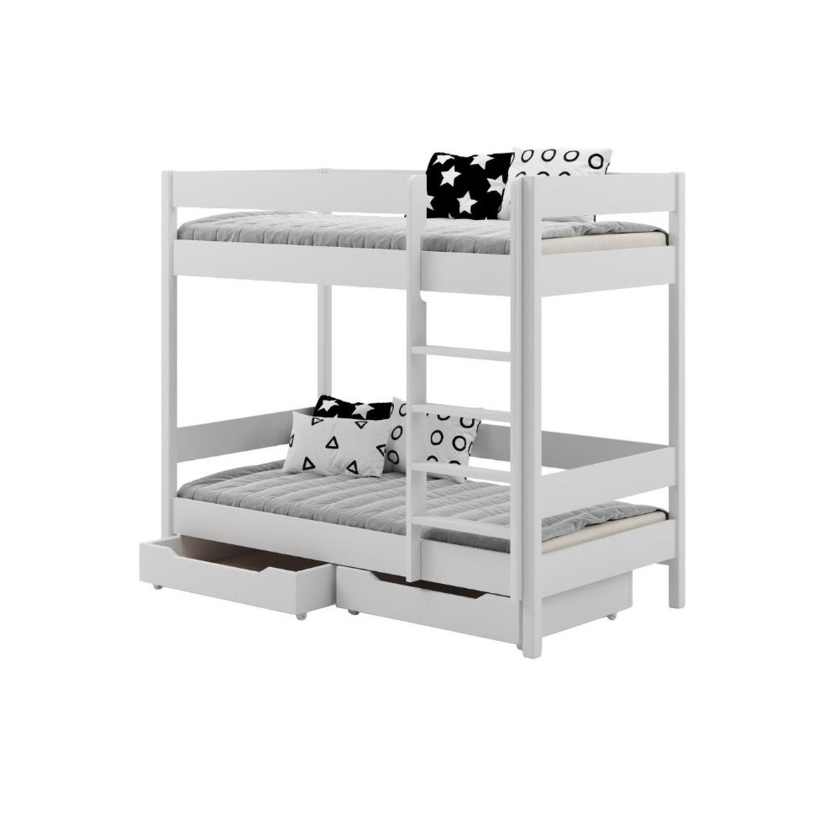 ETAGENBETT Diego 160x80 weiß mit Schubladen und Matratzen - Weiß, Holzwerkstoff (80/160cm) - LUKDOM