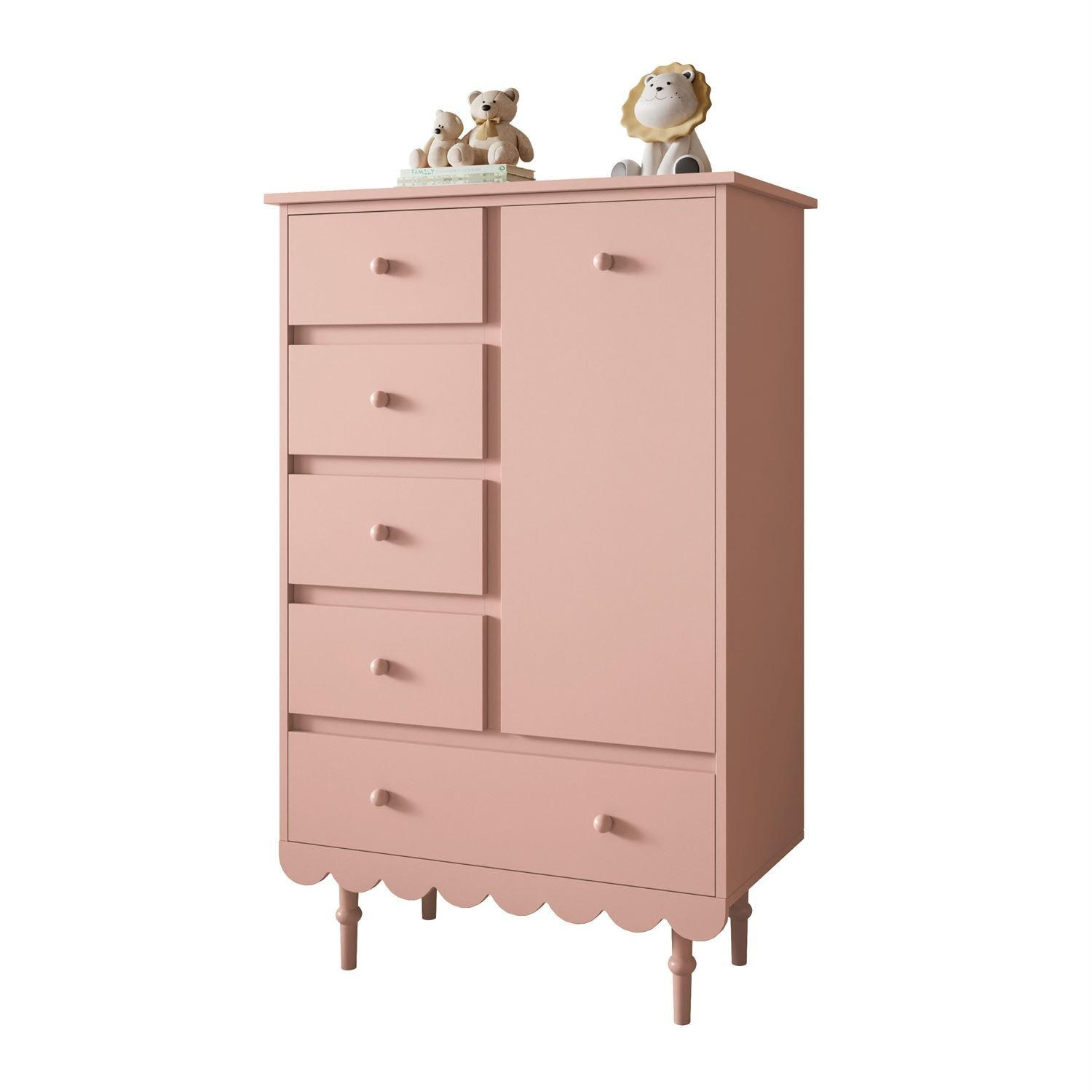 HOCHKOMMODE BABUSHKA mit Schubladen, Natürlich Rosa - Rosa, Holzwerkstoff (84/140/50cm)