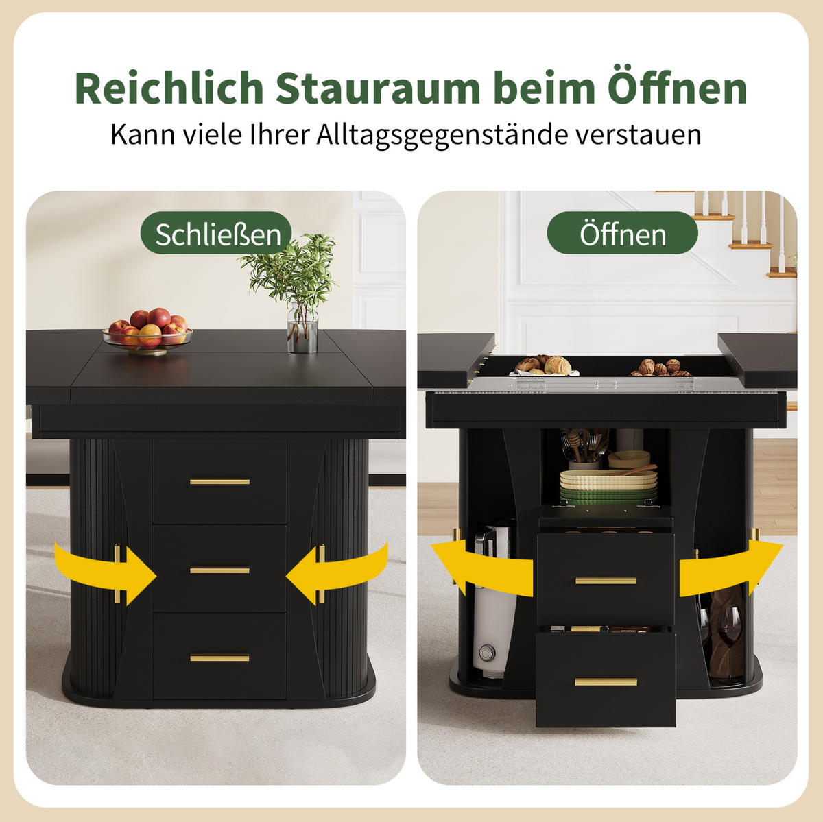 AUSZIEHTISCH 118/77 cm in Schwarz – ausziehbar auf 158 cm, für bis zu 6 Personen - Schwarz, Holzwerkstoff (118/118/77cm) - BEAOK