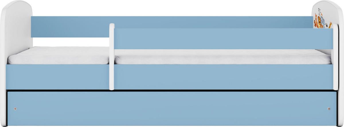 KINDERBETT Emily mit Schublade und Matratze, Blau 70x140 cm - Blau/Braun, Holzwerkstoff (140/70cm) - WFL GROUP