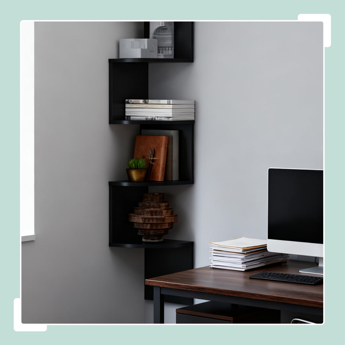 ROHOVÝ reg. - čierna, kompozitné drevo (20/125/20cm) - Relaxdays