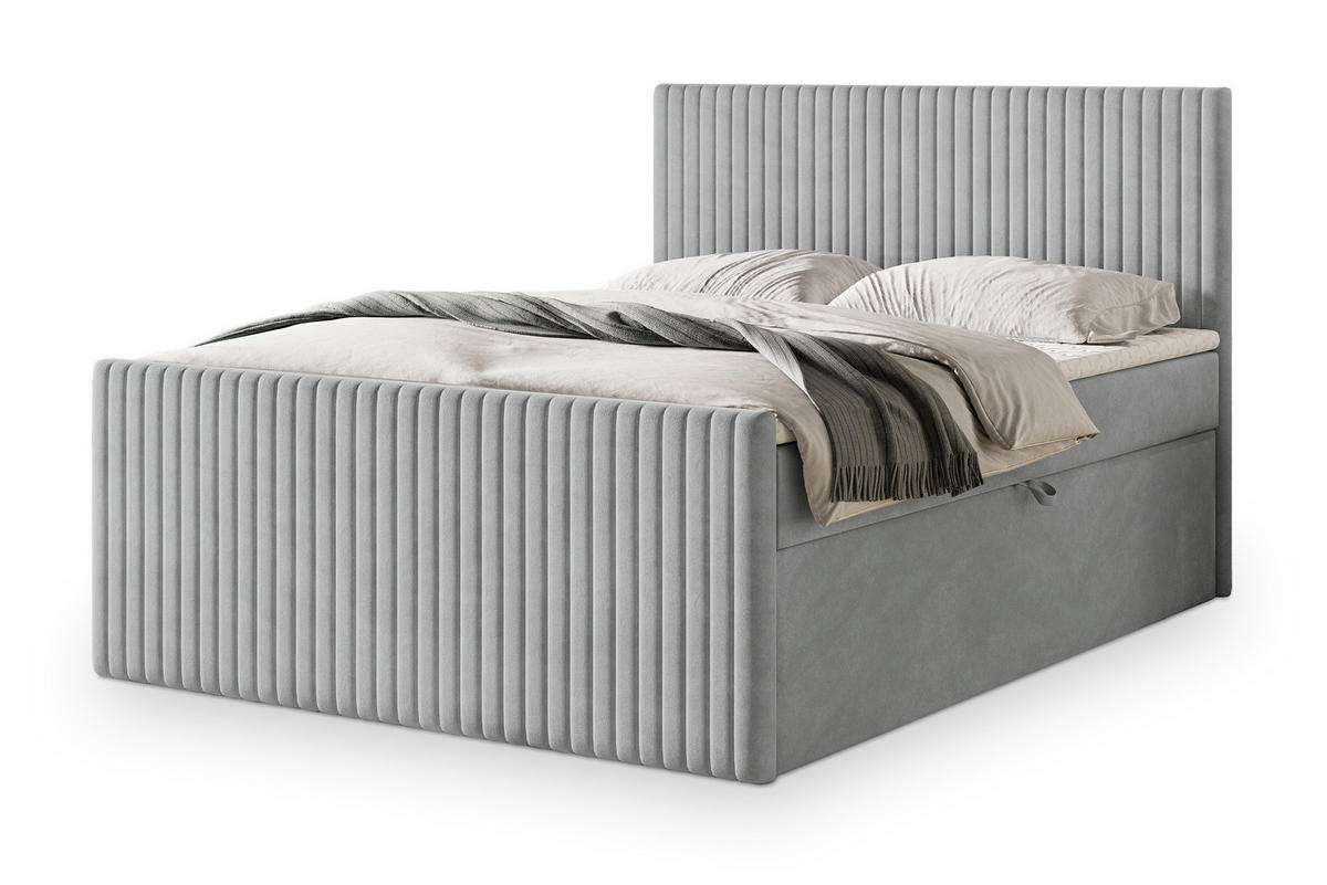 POSTEL BOXSPRING TERVAN 160x200 cm, s matrací a úložným prostorem, světle šedá - světle šedá, kompozitní dřevo/textil (160/200cm) - MASSENO