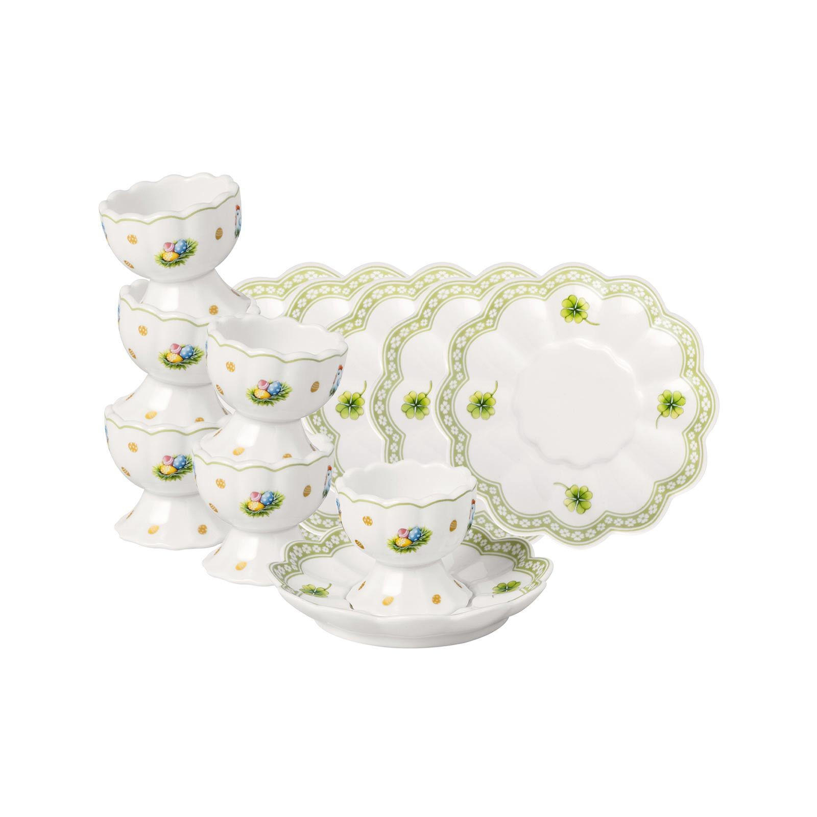 EIERBECHER MIT UNTERTELLER Easter Delight grün 6er Set - Grün, Keramik (9.9/6.3/9.9cm) - Villeroy & Boch