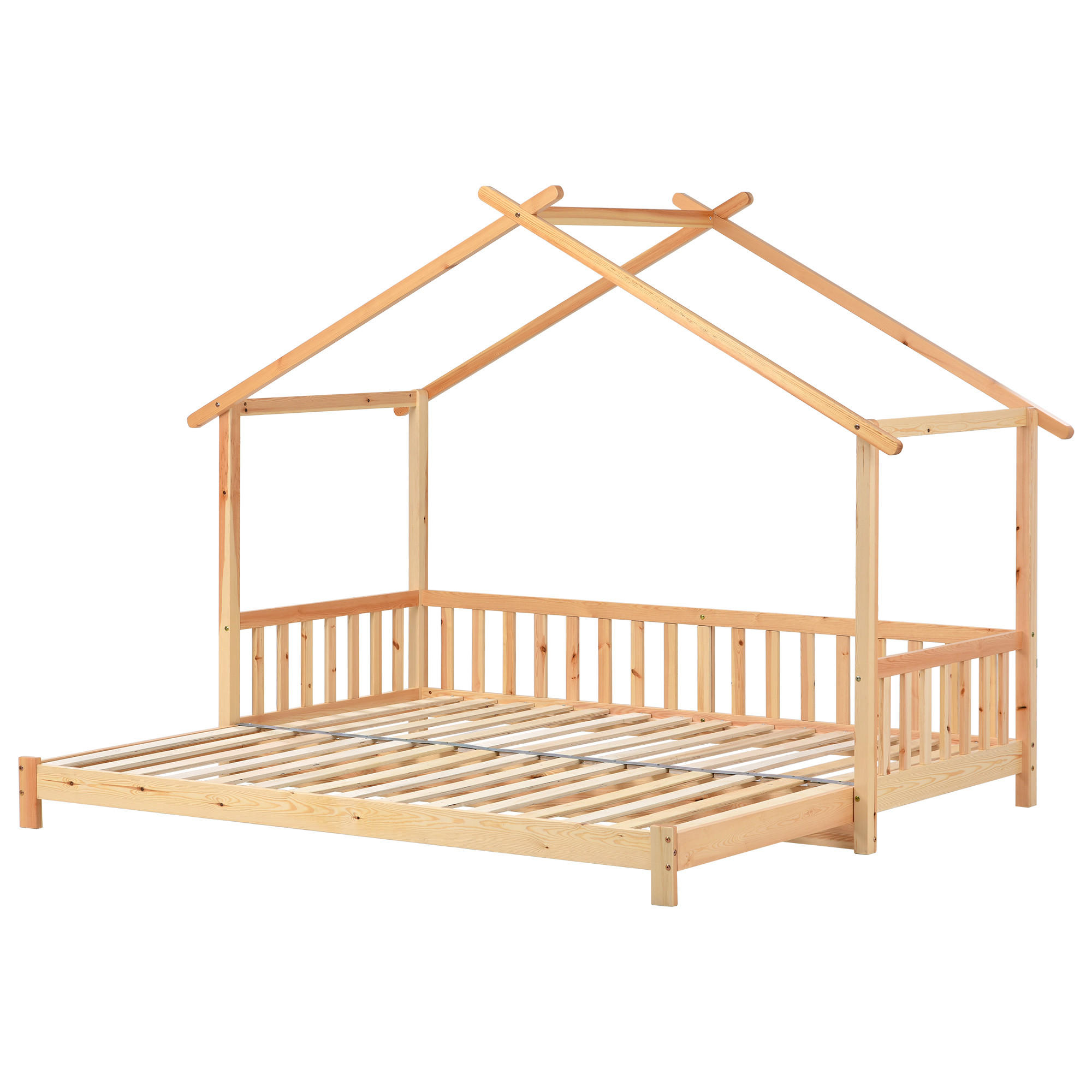 HAUSBETT 90-180/200 cm DE-00435, in Natur, Ausziehbett 200/90-200/180 cm - Naturfarben, Holz (90/200cm) - ComfortXL
