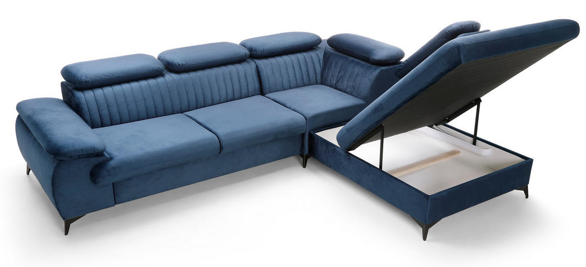 ECKSOFA 275 cm mit verstellbaren Kopfstützen Xanto L, Rechts, Blau - Blau, Holz (221/275cm) - Emporius