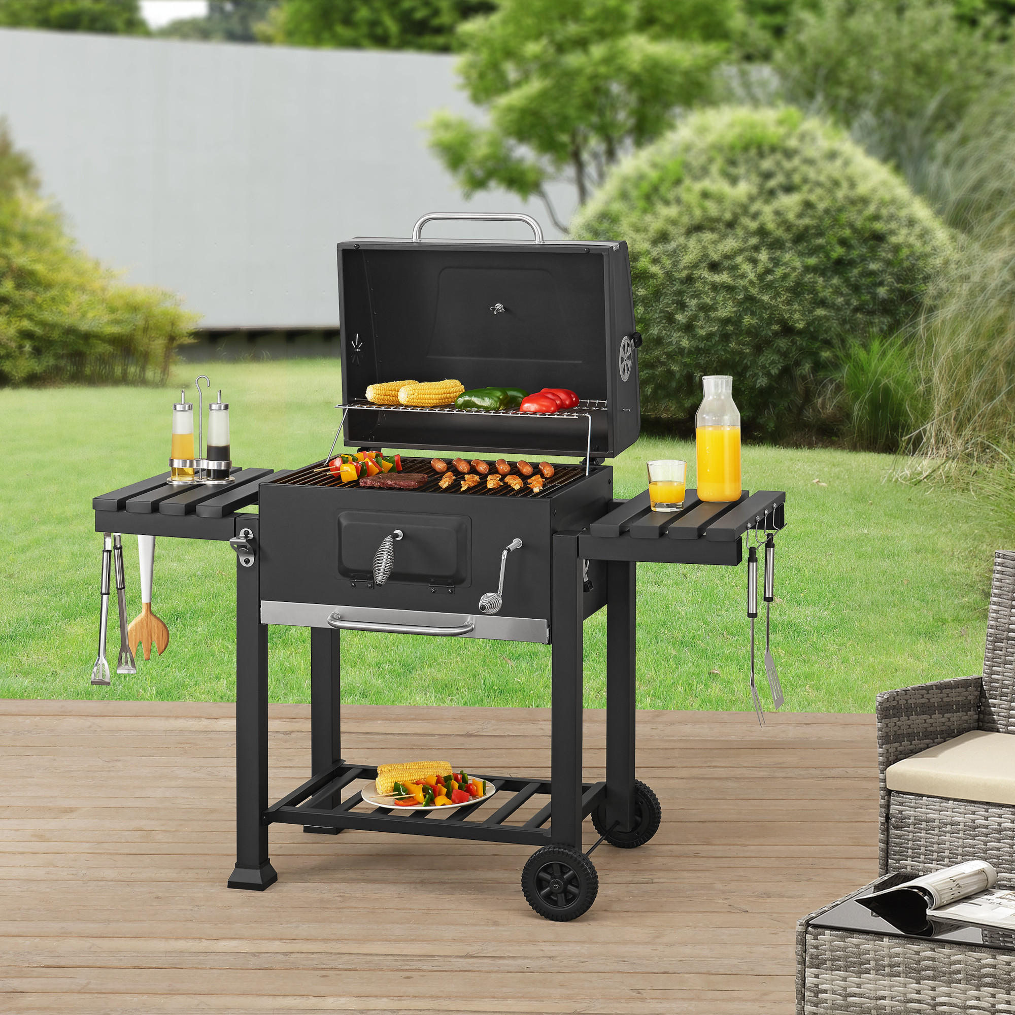 GRILLWAGEN Arnad - Schwarz, Metall (135/105/47.5cm) - casa.pro