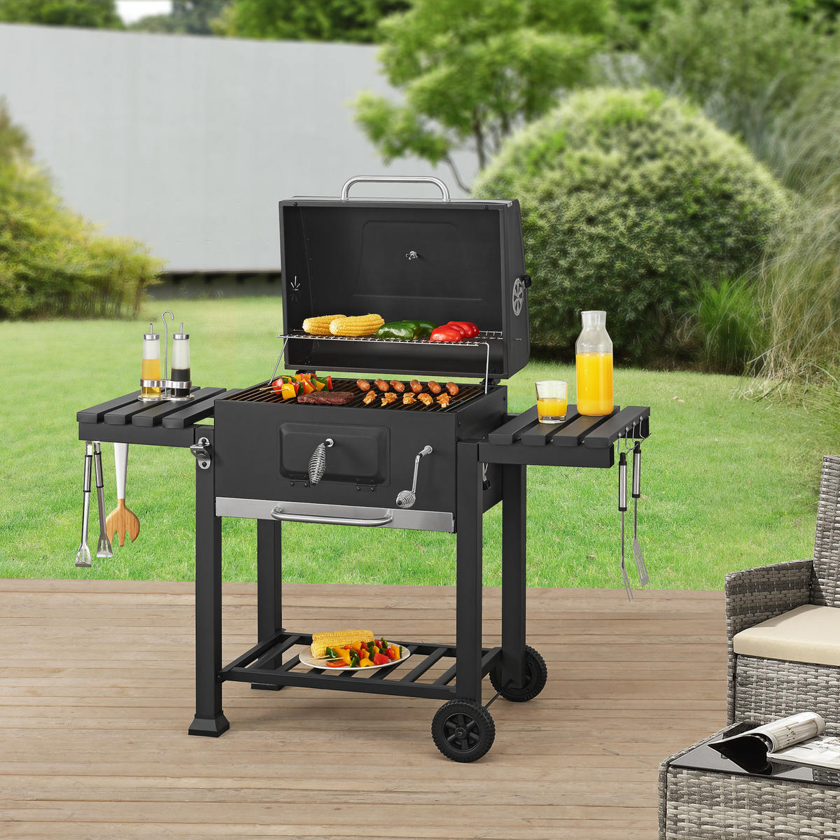 GRILLWAGEN Arnad - Schwarz, Metall (135/105/47.5cm) - casa.pro