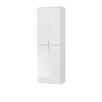 GARDEROBENSCHRANK weiß Hochglanz, Schuhschrank 4-türig, 9 Fächer - Chromfarben/Weiß Hochglanz, Holzwerkstoff/Metall (61/193/34cm) - Inn.Furn
