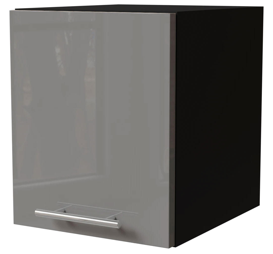 KLAPPHÄNGESCHRANK Essen W4B/30 Grau Hochglanz / Schwarz Matt 30 / 32,5 / 36cm - Schwarz/Grau, Holz/Holzwerkstoff (30/32.5/36cm) - Feldmann-Wohnen