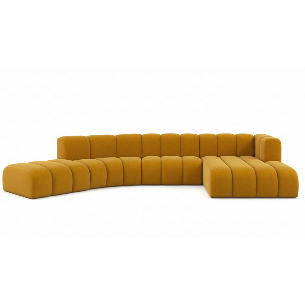Kaiser Möbel ROHOVÁ SEDAČKA ve tvaru L GRAND Round, tkanina Salvador, Žlutá, Pravá strana