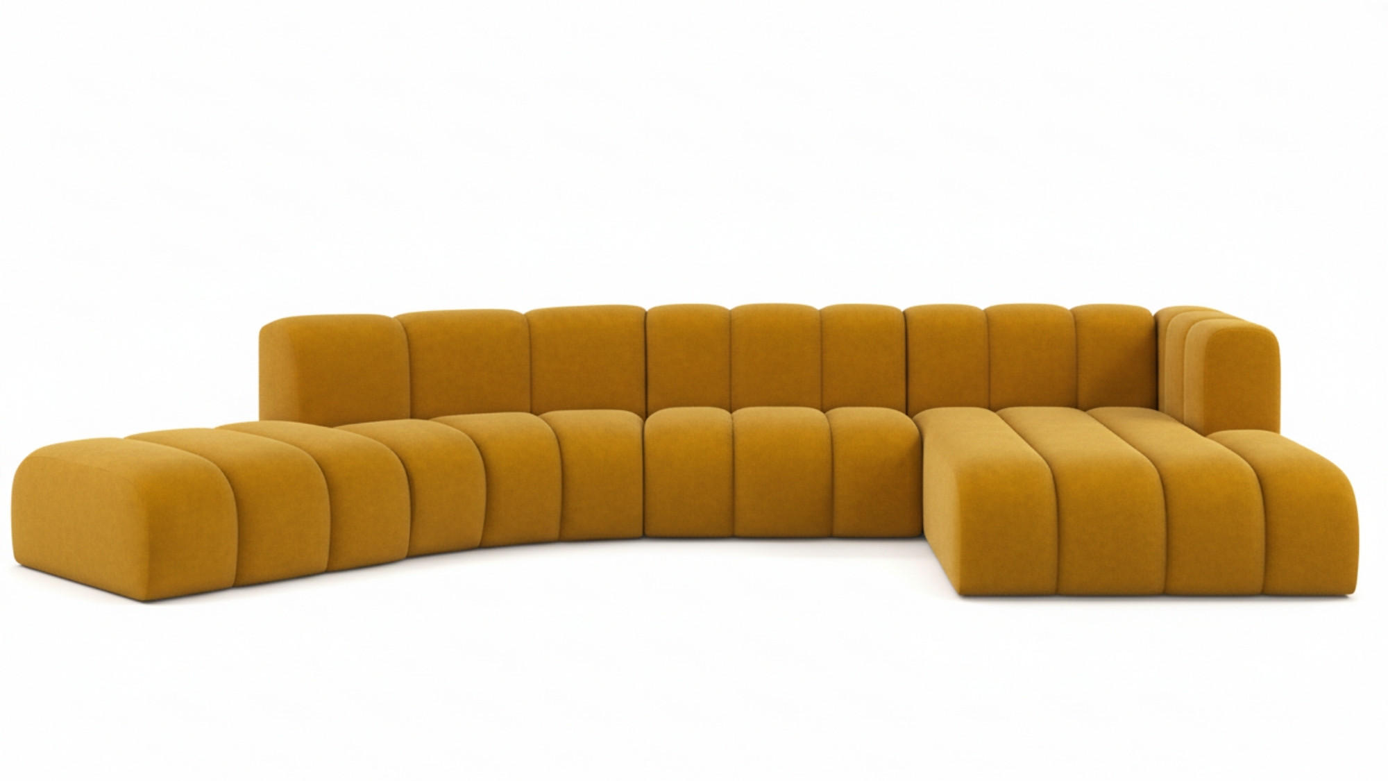 ECKSOFA L-Form GRAND Round, Stoff Salvador, Gelb, Rechts - Gelb, Holz (445/179cm) - Kaiser Möbel