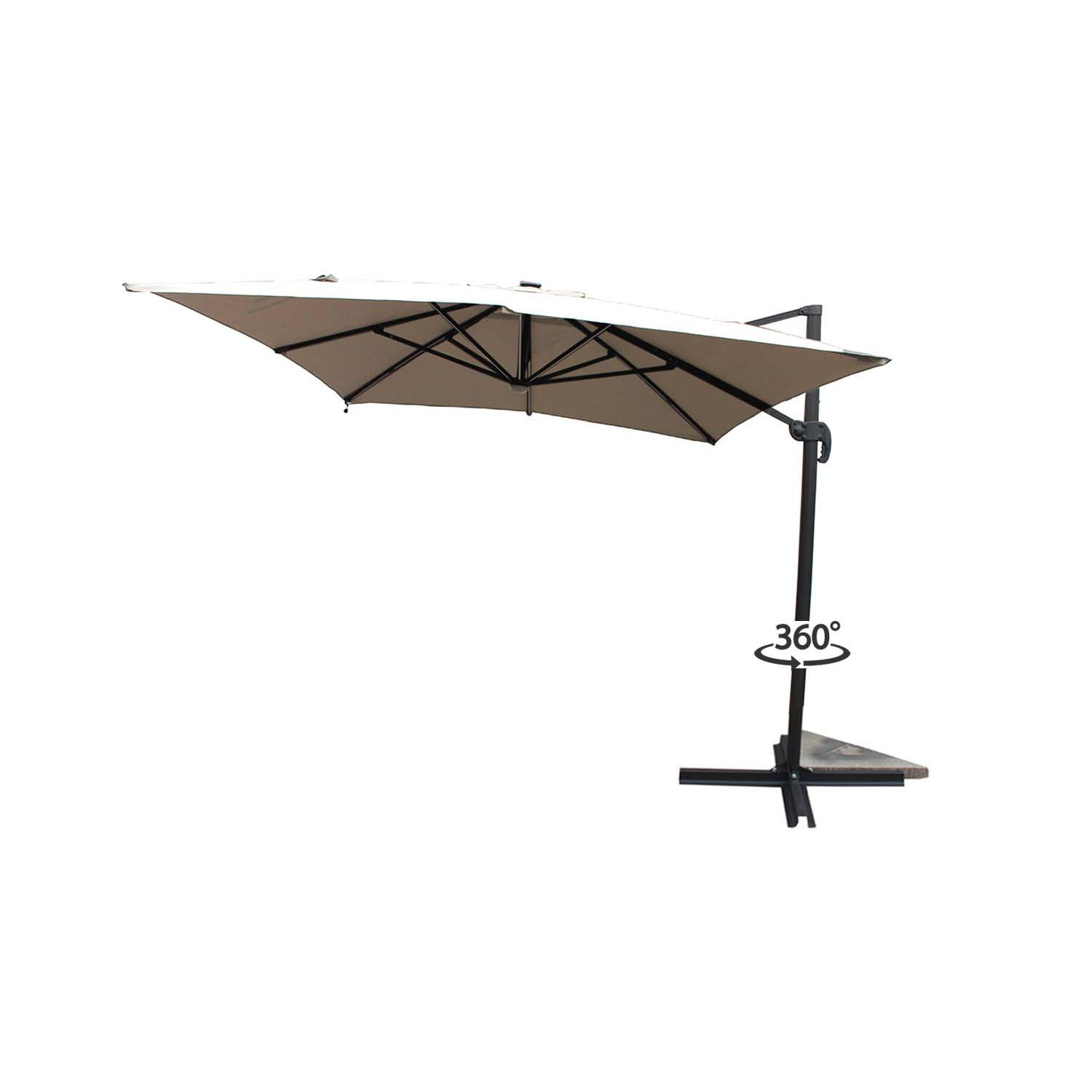 SONNENSCHIRM calvia ecru rechteckig 3 95 x 2 95 cm led rotierbar um 360 - Beige, Metall (295/395cm) - Concept Usine
